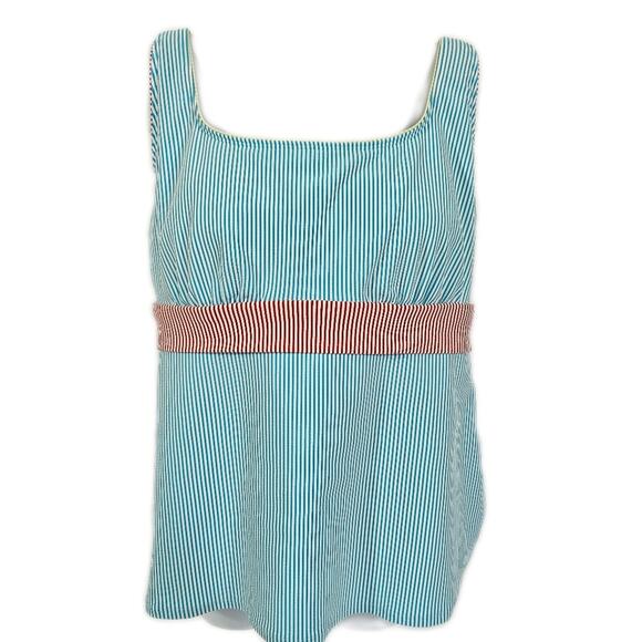 Lands' End Chlorine Resistant Square Neck Underwire Tankini Top Women's 16 - Picture 1 of 12